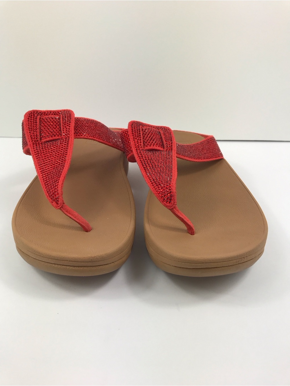 FITFLOP Isabelle Red Rhinestone  Platform Wedge Thong Sandals US 9 / EU 41 - Picture 4 of 9